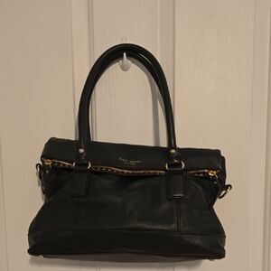 Kate Spade Black Satchel with Gold Accents